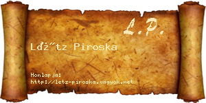 Létz Piroska névjegykártya